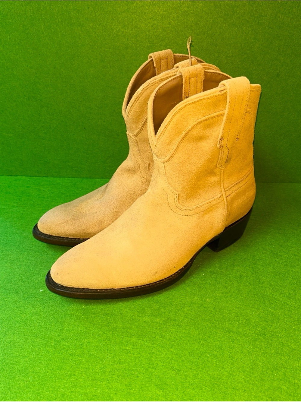 Tecovas The Lucy Women's Suede Western Ankle Boots Beige Size 8.5 B Medium